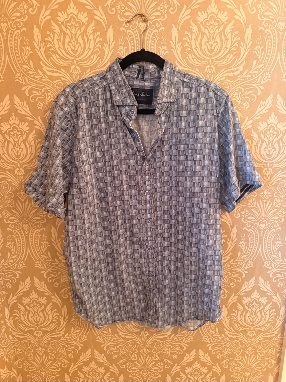 Robert Graham Premium Blue Patterned Short-Sleeve Men’s Shirt